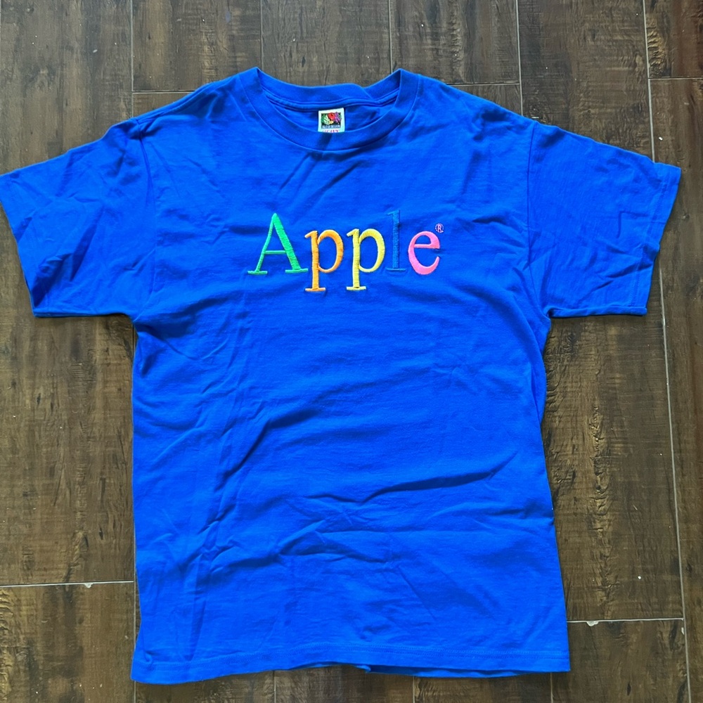Vintage embroidered Apple royal blue tshirt size L